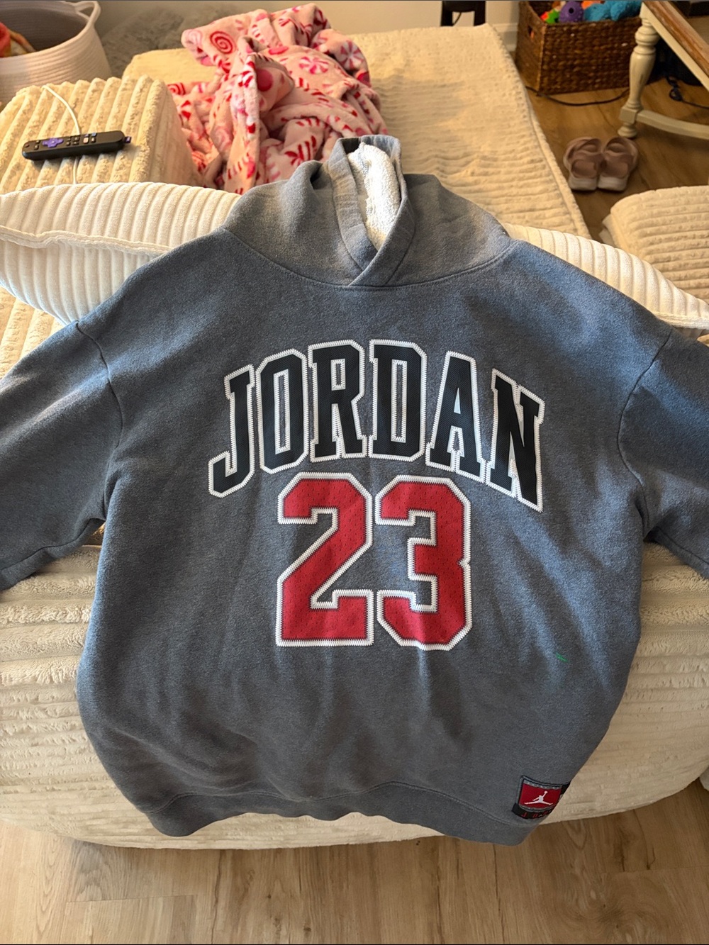 Jordan Boys Gray Hoodie with Red 23 Chest Logo